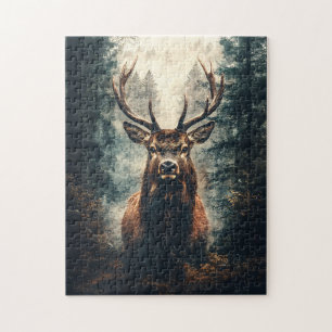 Dramatic Elk i Skogen Pussel
