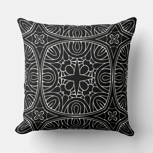 dramatic geometric black pattern kudde (Framsida)