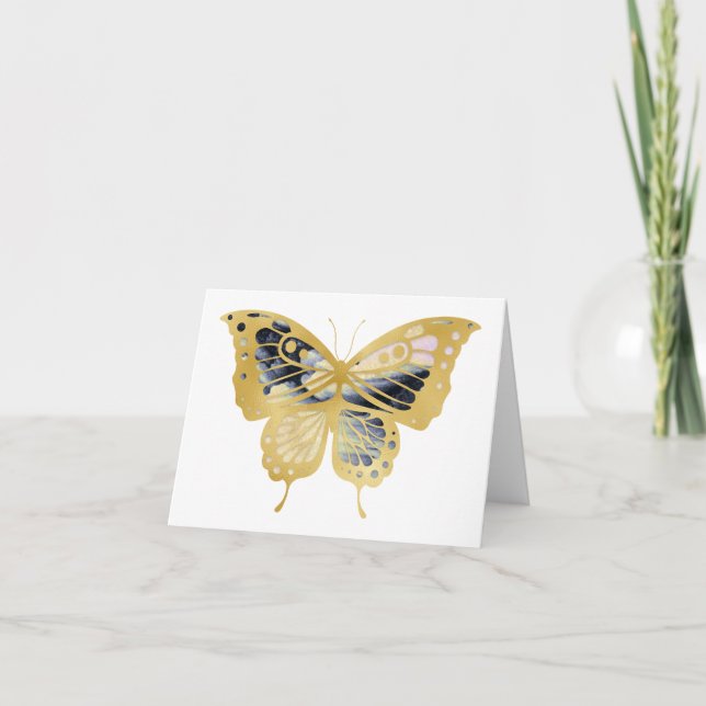 Dramatic Guld Butterfly BLANK Kort (Framsida)