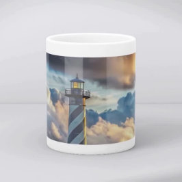Dramatic Lighthouse Seascape with Stormy Waves Kaffemugg