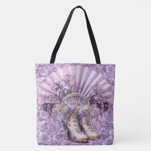 Dramatic Lilac Steampunk Fläkt och Boots Large Tot Tygkasse