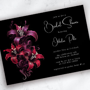 Dramatic Lilies Black Gothic Möhippa Inbjudningar