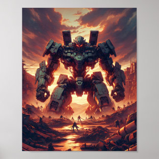 Dramatic Mecha Standoff - AI Generated Krig-Torn Poster