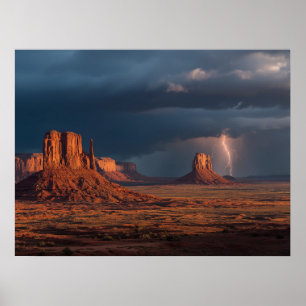 Dramatic Monument Valley Lightning Poster