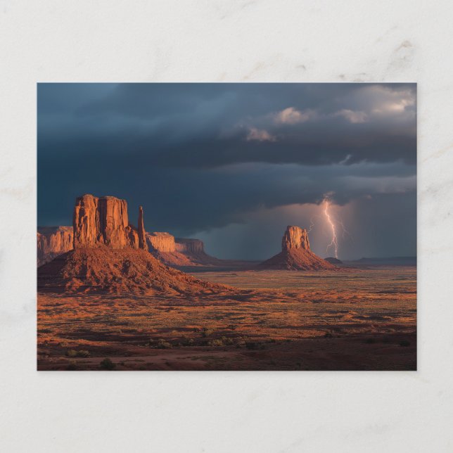 Dramatic Monument Valley Lightning Vykort (Framsida)
