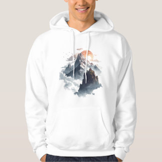 Dramatic Mountain Landscape with Clouds & Sun Rays Hoodie
