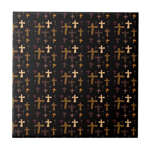 Dramatic Multicolored Christian Crosses on Black Kakelplatta (Framsidan)
