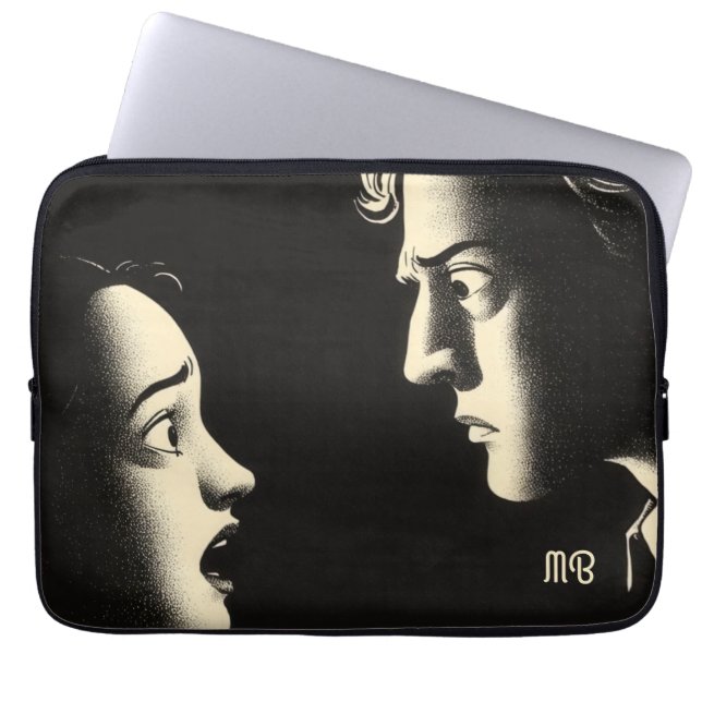 Dramatic Noir Confrontation Vintage Illustration Laptop Fodral (Framsidan)