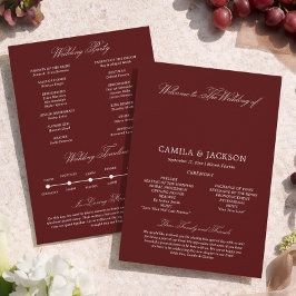  Dramatic Opera Burgundy Wedding Flat Program
