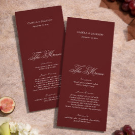 Dramatic Opera Burgundy Wedding Menu Card Inbjudningar