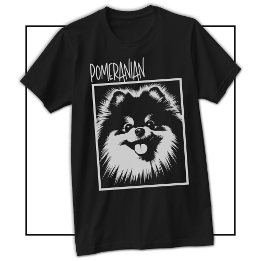 Dramatic Pop Art Pomeranian White On Black T Shirt