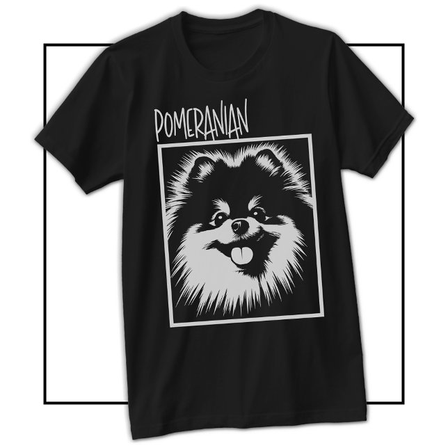 Dramatic Pop Art Pomeranian White On Black T Shirt (Dramatic Pop Art Pomeranian White On Black T-Shirt)