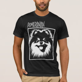 Dramatic Pop Art Pomeranian White On Black T Shirt