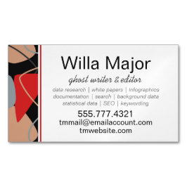 Dramatic Red, Black, Beige Abstrakt Writers Magnetiska Visitkort