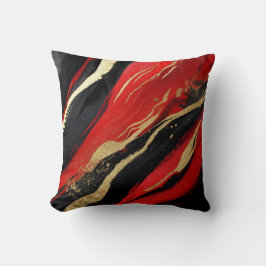 Dramatic Red, Black och Guld Marble Decorative Pi Kudde