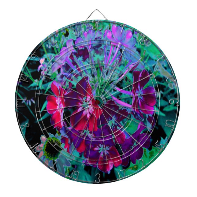 Dramatic Red, Lila and Rosa Garden Flower Darttavla (Framsidan)