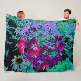 Dramatic Red, Lila and Rosa Garden Flower Fleecefilt