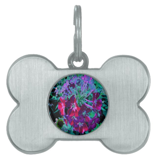 Dramatic Red, Lila and Rosa Garden Flower ID-bricka Husdjur (Framsidan)