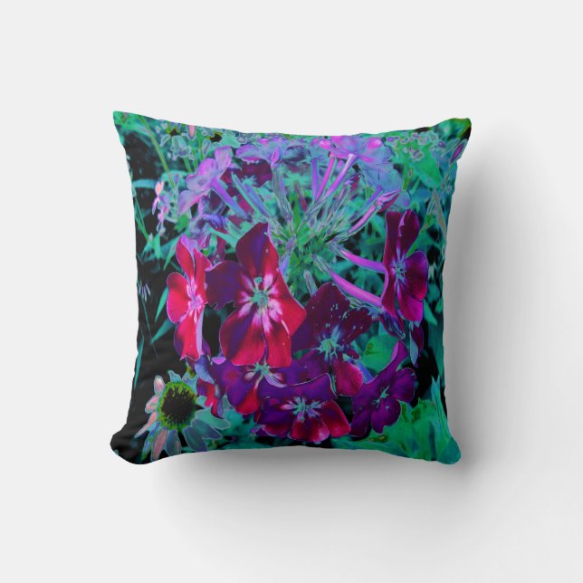 Dramatic Red, Lila and Rosa Garden Flower Kudde (Framsida)