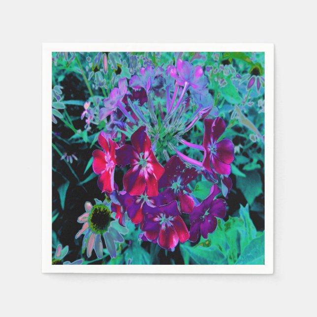 Dramatic Red, Lila and Rosa Garden Flower Pappersservett (Framsidan)