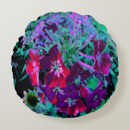 Dramatic Red, Lila and Rosa Garden Flower Rund Kudde