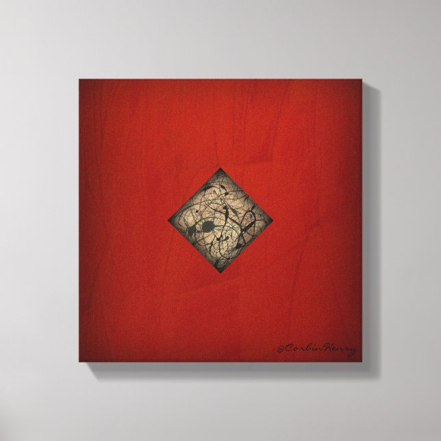 Dramatic Red Pollock Stil Modern Art Canvastryck (Framsida)