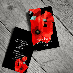 Dramatic Red Poppy Affärskort Visitkort