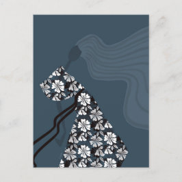 Dramatic Silhouette Elegant Glam Fashion Art Vykort