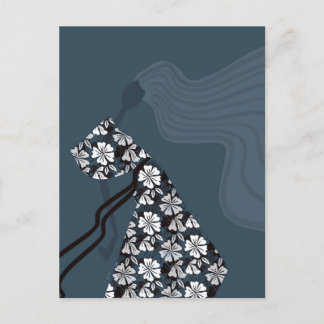 Dramatic Silhouette Elegant Glam Fashion Art Vykort