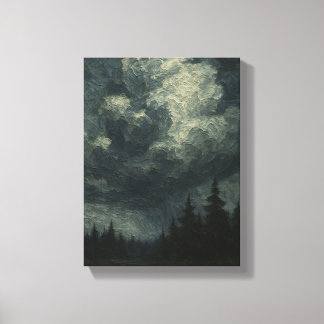 Dramatic Storm Clouds Forest - Moody natur Landsc Canvastryck
