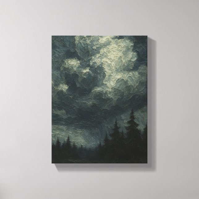 Dramatic Storm Clouds Forest - Moody natur Landsc Canvastryck (Framsida)