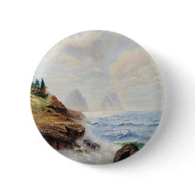 Dramatic Vågar Pound a Rocky Kusten Pin