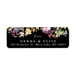 Dramatic Watercolor Blommigt Bröllop Returadress Etikett