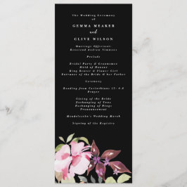 Dramatic Watercolor Blommigts Bröllop Ceremony Program