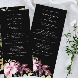 Dramatic Watercolor Blommigts Bröllop Ceremony Program