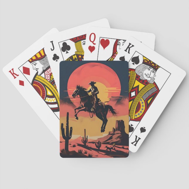 Dramatic Western Mid Jump Sunset Casinokort (Baksidan)