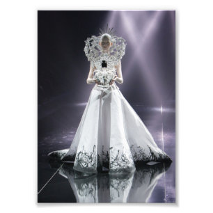 Dramatic White Hearing Woman in FuturisticSparklin Fototryck