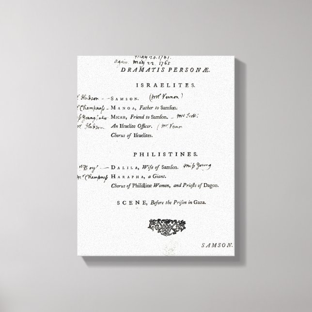 Dramatis Personae för Samson Canvastryck (Framsida)