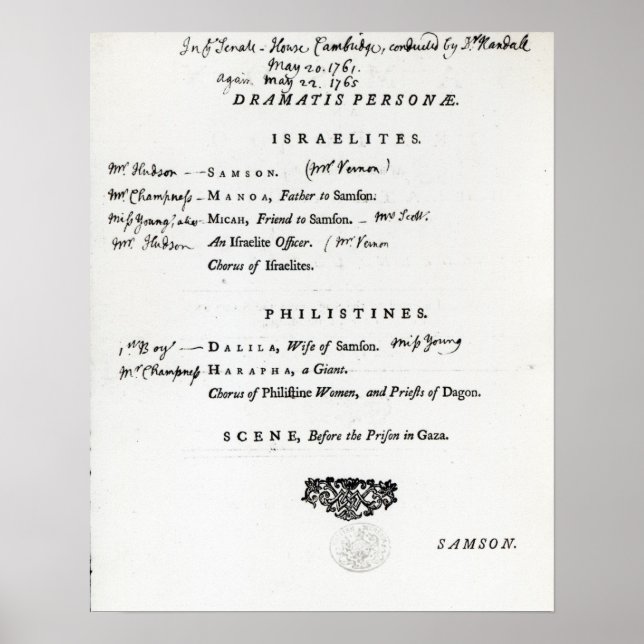 Dramatis Personae för Samson Poster (Framsidan)