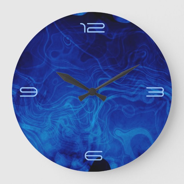 Dramatisk Abstrakt Mönster Electric Blue Stor Klocka (Framsida)