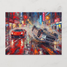 Dramatisk bilkrasch Neon City Art #2