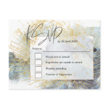 Dramatisk blå Ombre-vattenfärger Guld Bröllop OSA