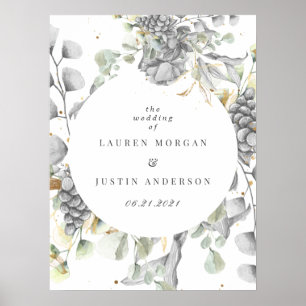 dramatisk blommigt silver guld i Bröllop Poster