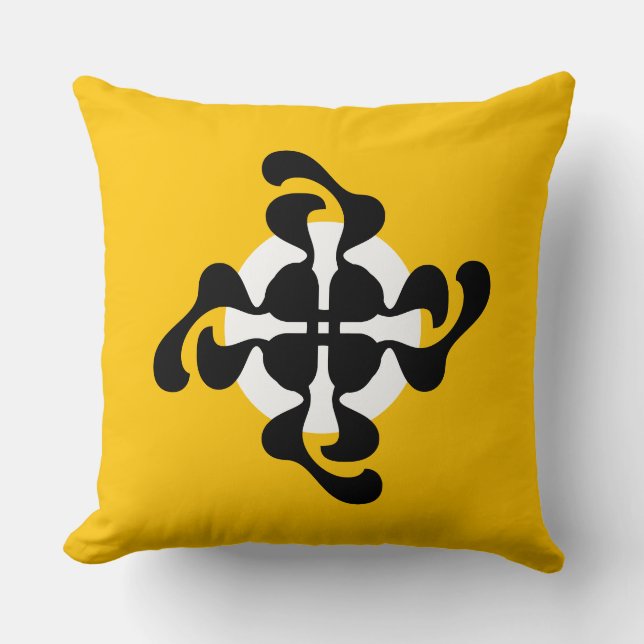 Dramatisk dubbel Q speglad Modern gul svart Kudde (Framsida)