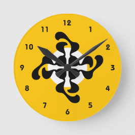 Dramatisk dubbel Q speglad Modern gul svart Rund Klocka