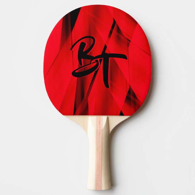 Dramatisk Elegant Red Black Abstrakt Monogrammad Pingisracket (Framsidan)