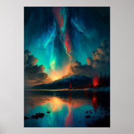 Dramatisk Himlar och Blå himmel Sunset över Vatten Poster