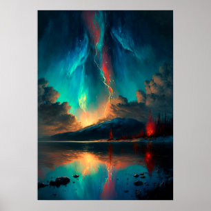 Dramatisk Himlar och Blå himmel Sunset över Vatten Poster