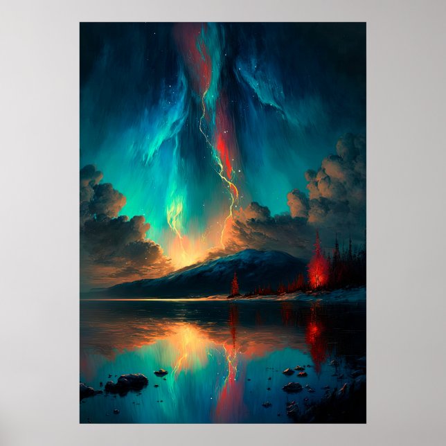 Dramatisk Himlar och Blå himmel Sunset över Vatten Poster (Framsidan)