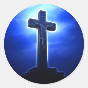 Dramatisk Jesus Crucifixion Runt Klistermärke